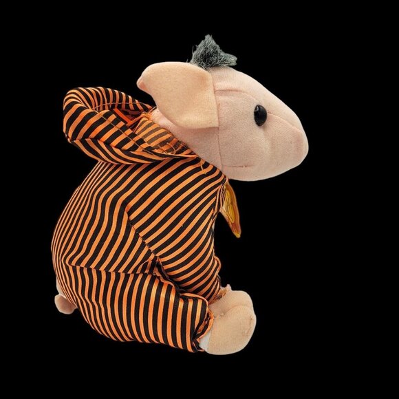 Toy Factory Pig BABE 8" Orange Black Halloween Neck-Tag Stuffed Universal 1995 - Picture 3 of 10